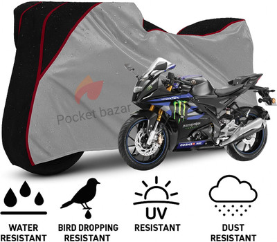 pocket bazar Waterproof Two Wheeler Cover for Yamaha(R15, Silver, Black)