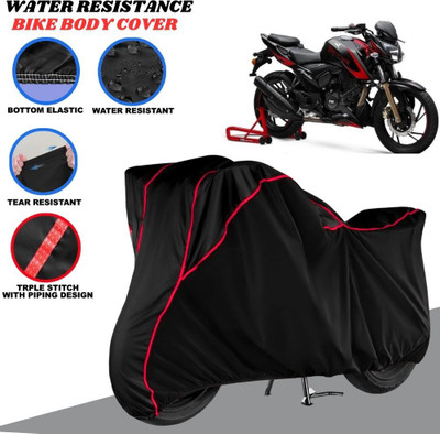 SRP PRODUCT Waterproof Two Wheeler Cover for TVS(Apache RTR 200 4V, Black, Red)