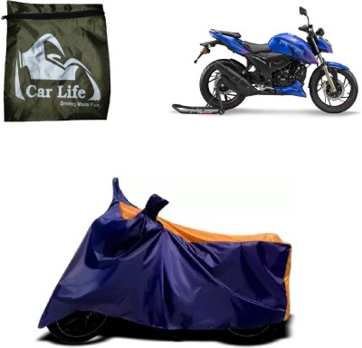 Car Life Two Wheeler Cover for TVS(Apache RTR 200 4V, Orange, Blue)