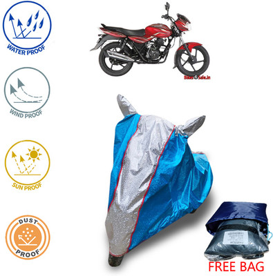 autouniko Waterproof Two Wheeler Cover for Bajaj(Discover 125 DTS-i, Blue, Silver)