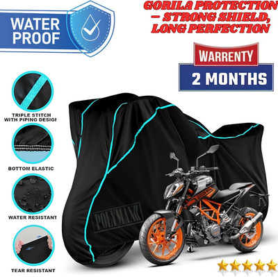 POLYMAXX Waterproof Two Wheeler Cover for KTM(200 Duke BS6, Black, Blue)