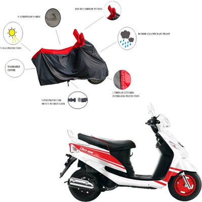 RiderShine Waterproof Two Wheeler Cover for Mahindra(Rodeo UZO, Black, Red)