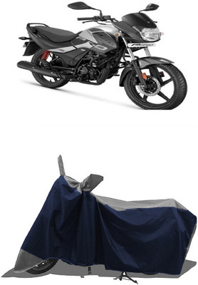 SUGASHRI Waterproof Two Wheeler Cover for Hero(Passion Plus, Grey, Blue)