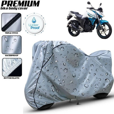 Delphinium Waterproof Two Wheeler Cover for Yamaha(FZ FI, Silver, Black)