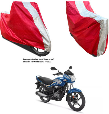 AutoGalaxy Waterproof Two Wheeler Cover for Hero(Super Splendor, Silver, Red)