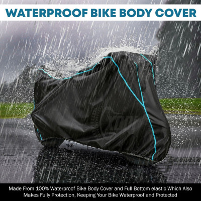 xodi Waterproof Two Wheeler Cover for Hero(HF Deluxe BS6, Black, Blue)