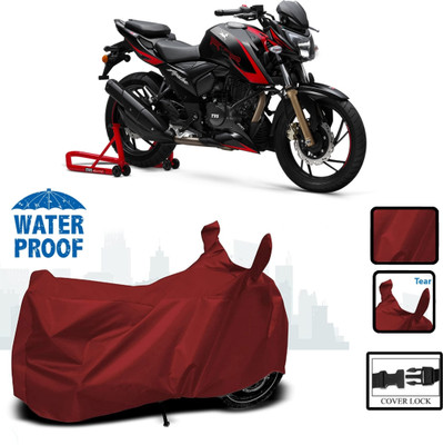 WMIZEXA Waterproof Two Wheeler Cover for TVS(Apache RTR 200 4V, Maroon)