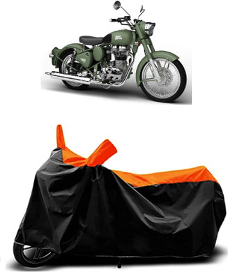 VESMEI Two Wheeler Cover for Royal Enfield(Battle Green, Orange)