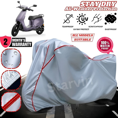 Starvin Waterproof Two Wheeler Cover for Ola(Scooty, Silver, Red)