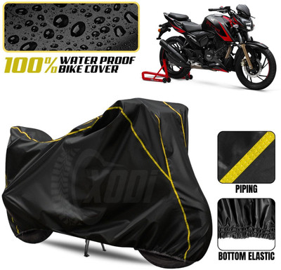 xodi Waterproof Two Wheeler Cover for TVS(Apache RTR 200 4V, Black, Yellow)