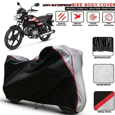 Shiv Kanha Waterproof Two Wheeler Cover for Hero(HF Deluxe, Black, Silver)