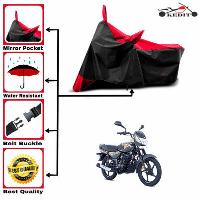 KEDIT Two Wheeler Cover for Bajaj(CT100, Red, Black)