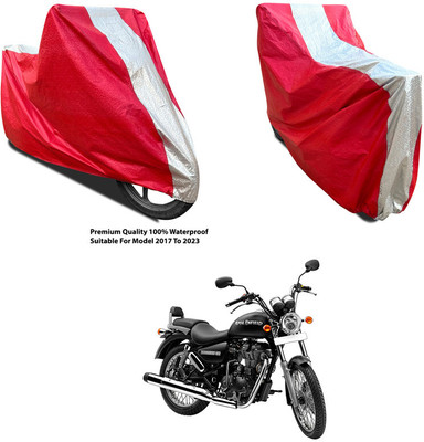 AutoGalaxy Waterproof Two Wheeler Cover for Royal Enfield(Thunderbird 500, Silver, Red)
