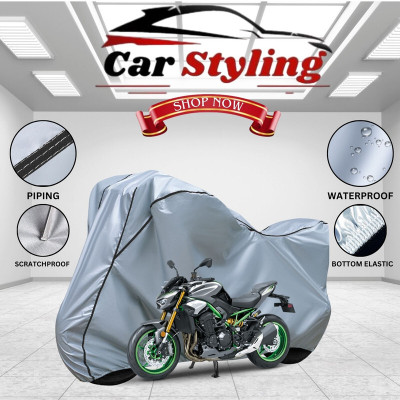 Car Styling Waterproof Two Wheeler Cover for Kawasaki(Z900 BS6, Silver, Black)