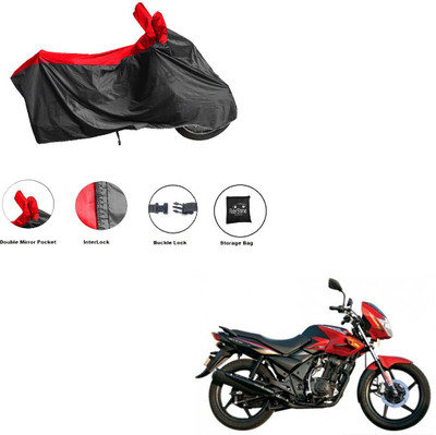 RiderShine Waterproof Two Wheeler Cover for TVS(Flame 125, Black, Red)