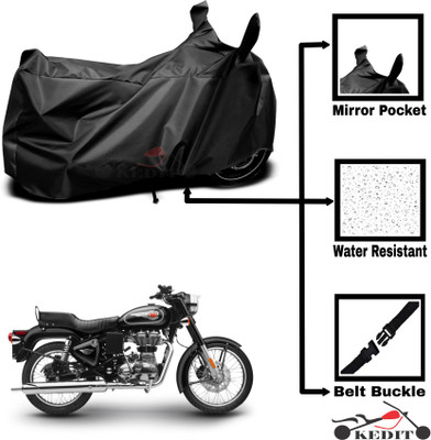 KEDIT Two Wheeler Cover for Royal Enfield(Classic Chrome, Black)