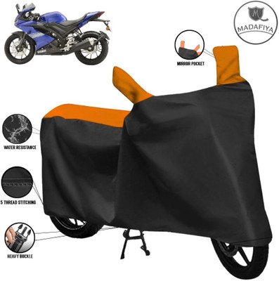 MADAFIYA Waterproof Two Wheeler Cover for Yamaha(R15S, Black, Orange)