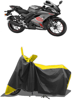 SUGASHRI Waterproof Two Wheeler Cover for Yamaha(YZF R15 BS6, Yellow, Black)
