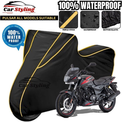 Car Styling Waterproof Two Wheeler Cover for Bajaj(Pulsar 150, Black, Yellow)