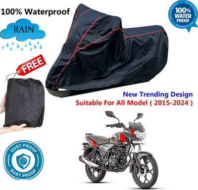 AutoGalaxy Waterproof Two Wheeler Cover for Bajaj(Discover 110, Black, Red)