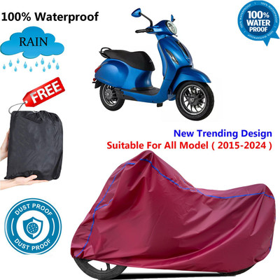 AutoGalaxy Waterproof Two Wheeler Cover for Bajaj(Chetak, Maroon)