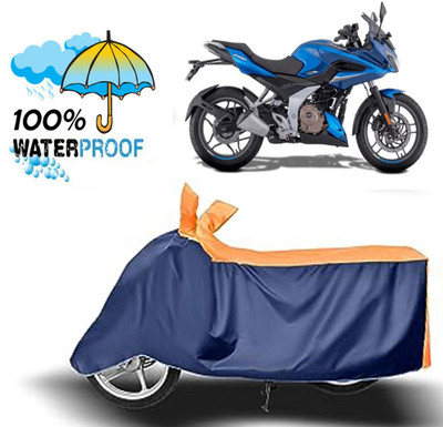 ROYAL AUTO MART Waterproof Two Wheeler Cover for Bajaj(Pulsar 250, Blue, Orange)