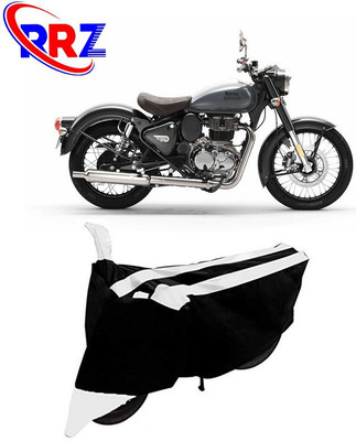 RRZ Waterproof Two Wheeler Cover for Royal Enfield(Classic 350, Black, White)