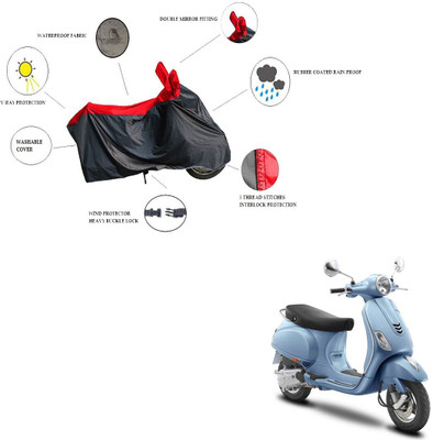 RiderShine Waterproof Two Wheeler Cover for Vespa(ZX 125, Black, Red)