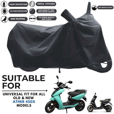MADAFIYA Waterproof Two Wheeler Cover for Ather(450 X, Black)