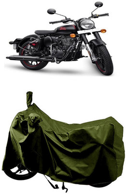 SUGASHRI Waterproof Two Wheeler Cover for Royal Enfield(Classic Stealth Black BS6, Green)