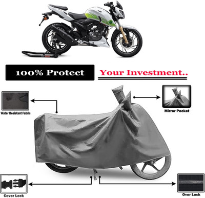 Amexride Two Wheeler Cover for TVS(Apache RTR 200 Fi E100, Grey)