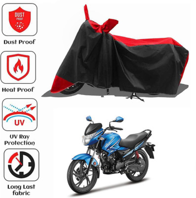 AIKOZIYA Waterproof Two Wheeler Cover for Hero(Glamour BS6, Black, Red)