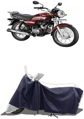 SUGASHRI Waterproof Two Wheeler Cover for Hero(HF Dawn BS6, White, Blue)