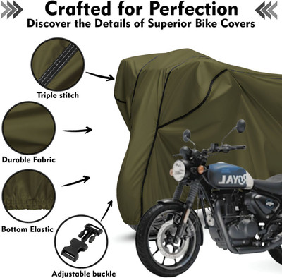 Shiv Kanha Waterproof Two Wheeler Cover for Royal Enfield(Hunter 350, Green, Black)