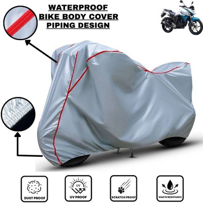 LE PRA Waterproof Two Wheeler Cover for Yamaha(FZ FI, Silver, Red)