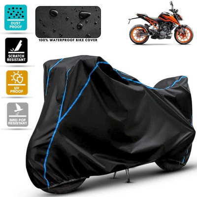 Amikan Waterproof Two Wheeler Cover for KTM(200 Duke, Black, Blue)