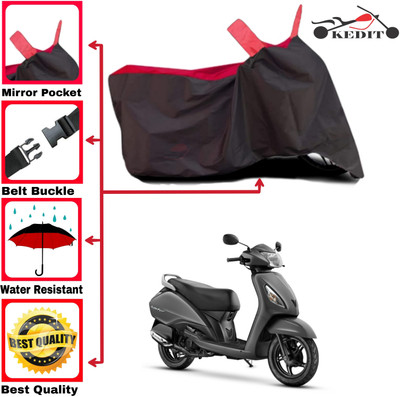 KEDIT Two Wheeler Cover for TVS(Jupiter, Red, Black)