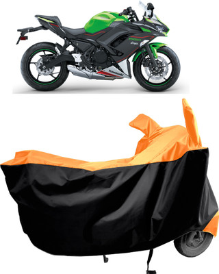 Amexride Waterproof Two Wheeler Cover for Kawasaki(Ninja 650 bs6, Black, Yellow)