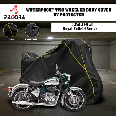 PAGORA Waterproof Two Wheeler Cover for Royal Enfield(Classic Chrome, Black)