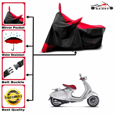 AASHTIK MART Two Wheeler Cover for Vespa(Elettrica, Red, Black)