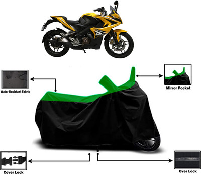 Amexride Two Wheeler Cover for Bajaj(Pulsar SS400 BS6, Green)