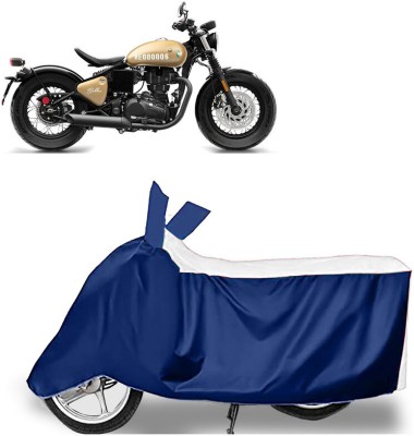 AUTO PEARL Two Wheeler Cover for Royal Enfield(Bobber 350, White, Blue)