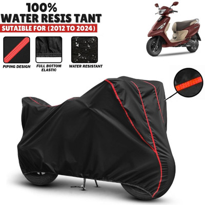 Mwiss Waterproof Two Wheeler Cover for TVS(Scooty Zest 110, Black, Red)
