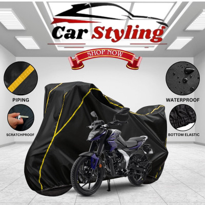 Car Styling Waterproof Two Wheeler Cover for Bajaj(Pulsar 125, Black, Yellow)