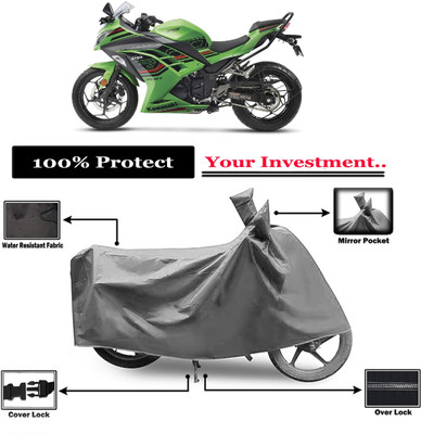 Amexride Two Wheeler Cover for Kawasaki(Ninja 300, Grey)