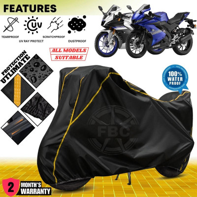FBC Waterproof Two Wheeler Cover for Yamaha(R15, Black, Yellow)