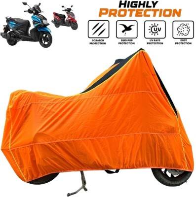 ZAQE Waterproof Two Wheeler Cover for Yamaha(Ray-ZR 125FI, Black, Orange)