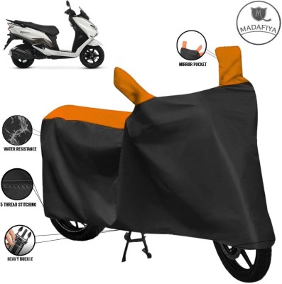 MADAFIYA Waterproof Two Wheeler Cover for Suzuki(Burgman Street, Black, Orange)