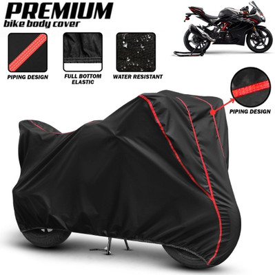 Mwiss Waterproof Two Wheeler Cover for TVS(Apache RTR 310, Black, Red)