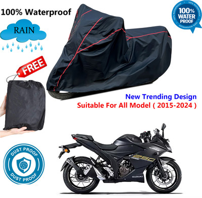 AutoGalaxy Waterproof Two Wheeler Cover for Suzuki(Gixxer SF 250, Black, Red)